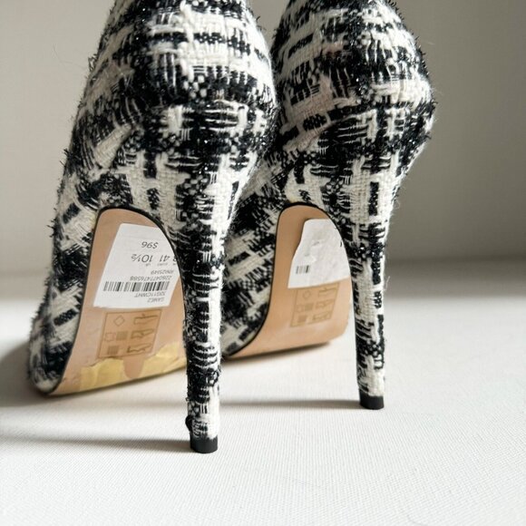 TOPSHOP Black White Plaid Tweed Classic Heels 41 (10.5) - Picture 5 of 7